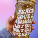 WHITE Peace & Love Glass Can